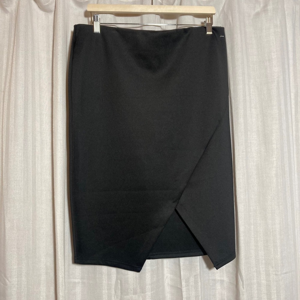 Guess Womens Black Asymmetrical Wrap Tulip Pencil Skirt XL Party Cocktail Office
